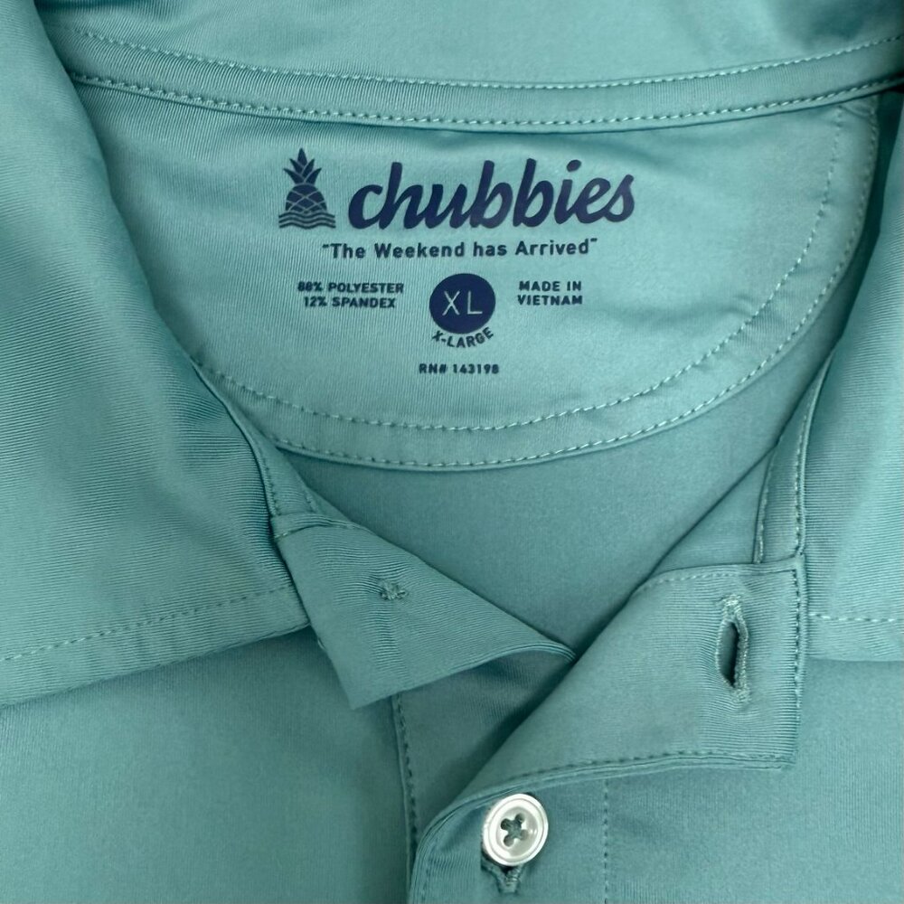 Chubbies Men's‎ Teal Palmer 3 Button Polo Shirt, Size XL - Picture 6 of 7
